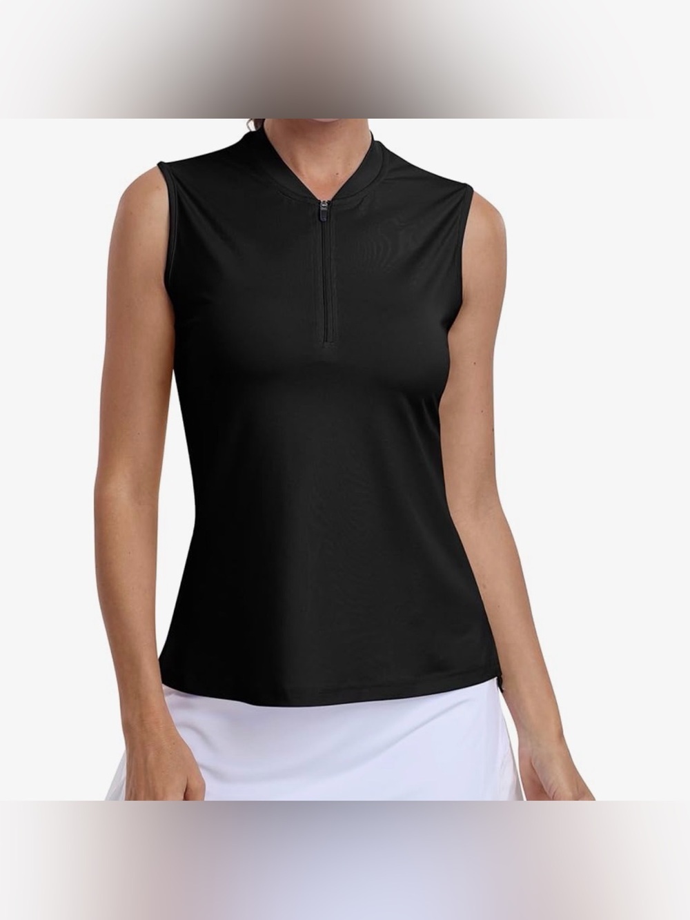 NWOT Women's Black Sleeveless Zip-Front Tank Top Quickdry Athletic, 2XL